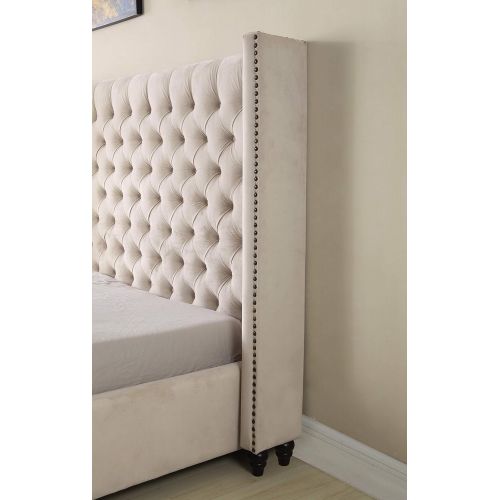  Best Master Furniture T1920 Holland Tufted Platform Bed, King Beige