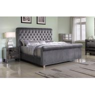Best Master Furniture JC100 Jean-Carrie Upholstered Sleigh Bed Cal. King Grey