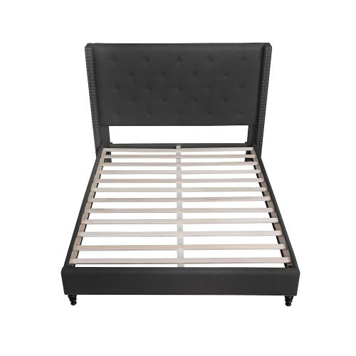  Best Master Furniture YY129 Vero Tufted Wingback Platform Bed, Queen Black
