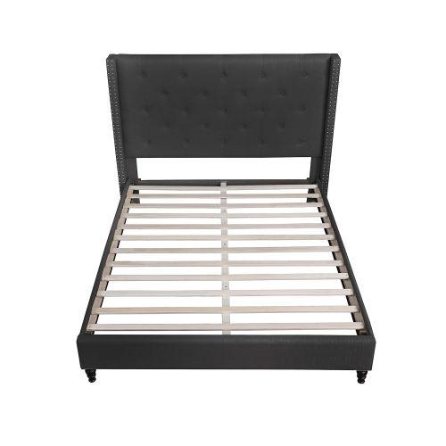  Best Master Furniture YY129 Vero Tufted Wingback Platform Bed, King Black