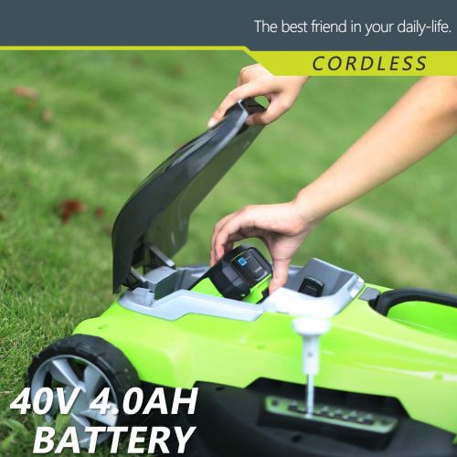  Best Partner 40V Max Lithium Cordless Lawn Mower,16-Inch,4.0AH Battery and Charger Include