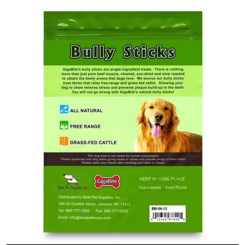  Best Pet Supplies, Inc. GigaBite Odor-Free Braided Bully Sticks - USDA & FDA Certified All Natural, Free Range Beef Pizzle Dog Treat - by Best Pet Supplies