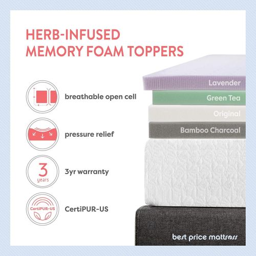  Best Price Mattress Queen Mattress Topper - 1.5 Inch Green Tea Infused Memory Foam Bed Topper Cooling Mattress Pad, Queen Size