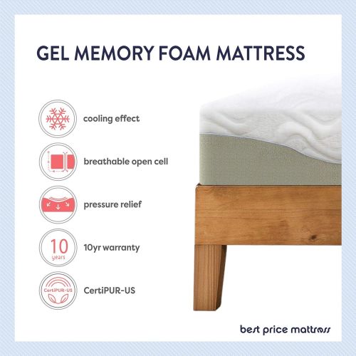 Best Price Mattress 11 Gel Infused Memory Foam Mattress Queen Size, White