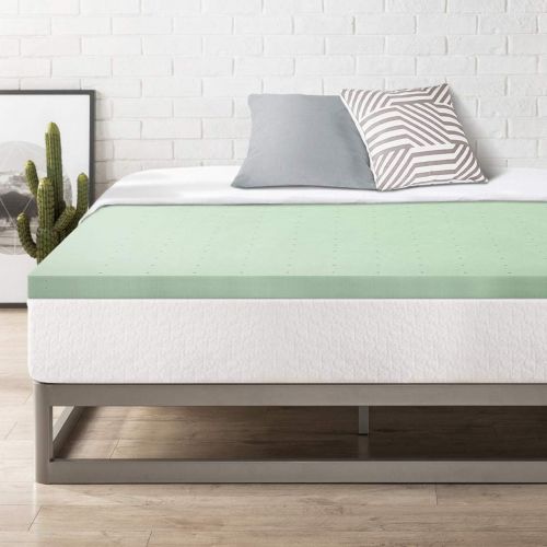  Best Price Mattress Twin TXL Mattress Topper - 2 Inch Memory Foam Bed Topper with Green Tea Cooling Mattress Pad, Twin XL Size