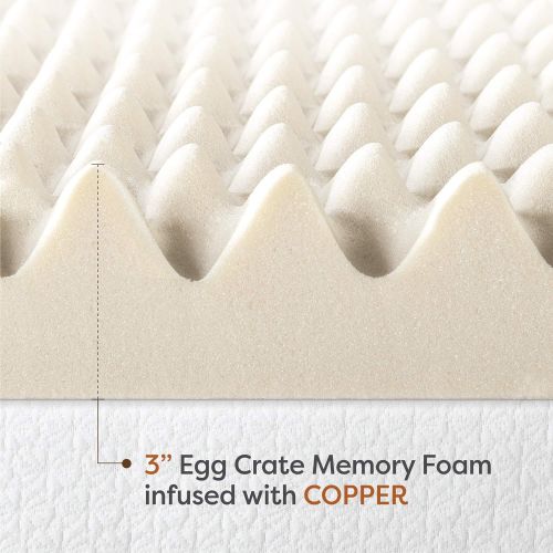  Best Price Mattress 3 Inch Egg Crate Memory Foam Topper, Mattress Pad with Antimicrobial Copper Infusion, CertiPUR-US Certified, Queen