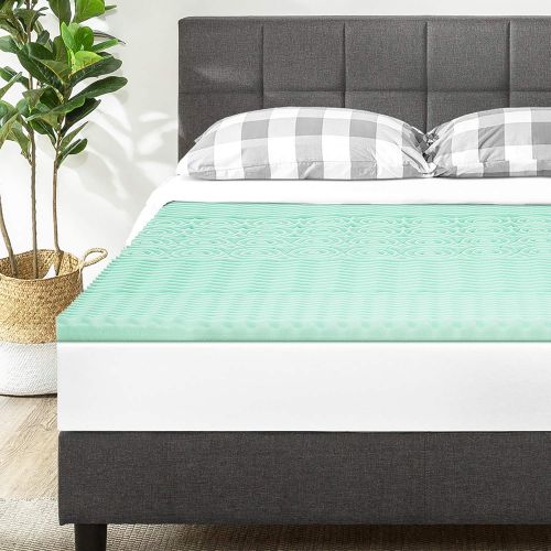  Best Price Mattress Short Queen Mattress Topper - 1.5 Inch 5-Zone Memory Foam Bed Topper Aloe Vera Infused Cooling Mattress Pad, Short Queen Size