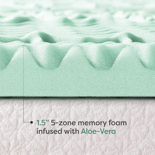  Best Price Mattress Twin Mattress Topper - 1.5 Inch 5-Zone Memory Foam Bed Topper Aloe Infused Cooling Mattress Pad, Twin Size