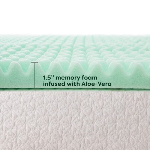  Best Price Mattress Twin Mattress Topper - 1.5 Inch 5-Zone Memory Foam Bed Topper Aloe Vera Infused Cooling Mattress Pad, Twin Size