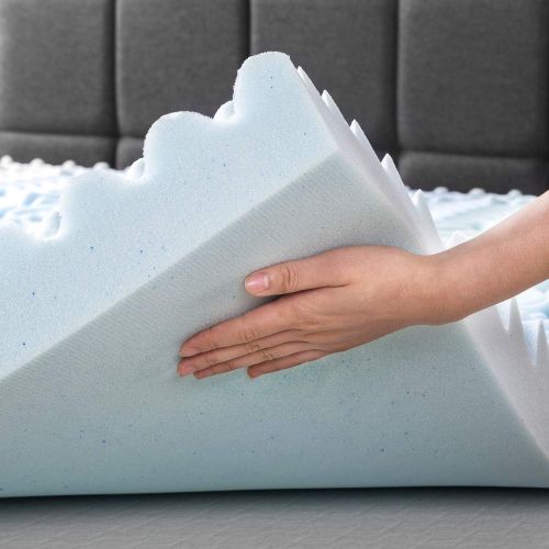  Best Price Mattress 2.5 Inch Gel Memory Foam Bed Topper with Cooling Pad, King, Blue