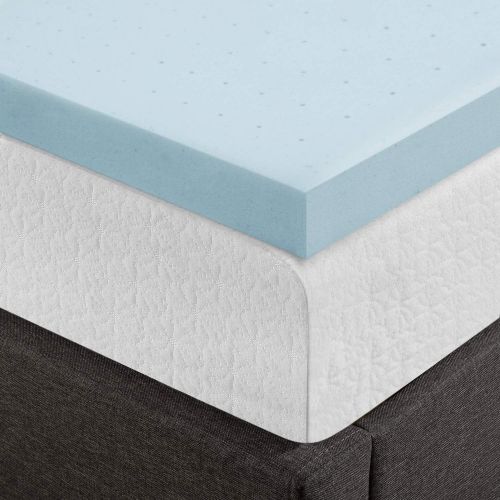  Best Price Mattress 2.5 Inch Gel Memory Foam Bed Topper with Cooling Pad, King, Blue