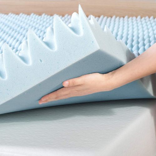  Best Price Mattress 2.5 Inch Gel Memory Foam Bed Topper with Cooling Pad, King, Blue