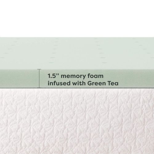  Best Price Mattress Twin Mattress Topper - 1.5 Inch Green Tea Infused Memory Foam Bed Topper Cooling Mattress Pad, Twin Size