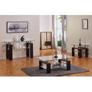 Best Quality Furniture CT219-220-220-221 Modern Glass Espresso Elegant Coffee Table Set