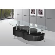Best Quality Furniture CT21 Mordern Glass Black Coffee Table W/Two Stools