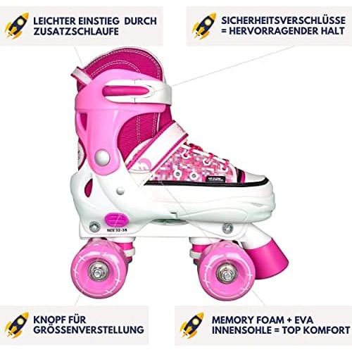  Best Sporting ABEC 7 Carbon Pink White Adjustable Roller Skates, 32-35