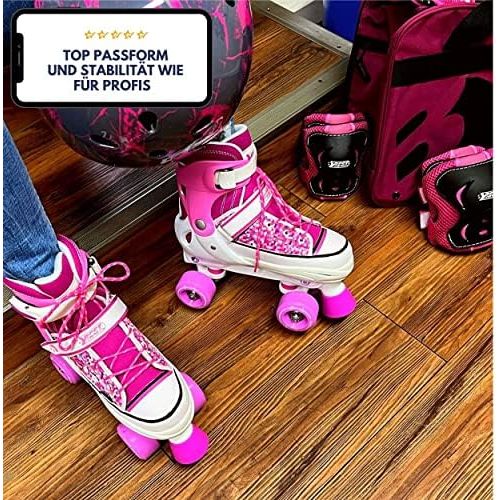  Best Sporting ABEC 7 Carbon Pink White Adjustable Roller Skates, 32-35