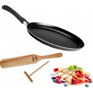 BestChoice 10.2 inch Non-Stick Coating Granite Crepe Pan & Crepe Spreader Stick & 12 inch Spatula Turner - Made of Aluminum - Pan Great for Crepes, Omelets, Eggs, Pancake - Dishwas