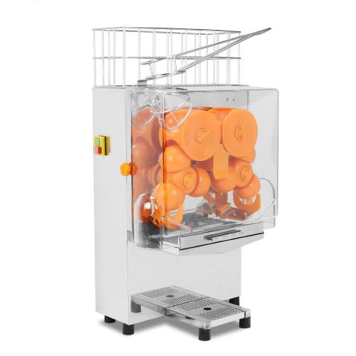  BestEquip Orange Juicer Commercial Auto Feed Orange Juicer Squeezer 120W Orange Juice Machine Squeeze 20-22 Oranges per Mins Stainless Steel Case