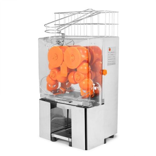  BestEquip Orange Juicer Commercial Auto Feed Orange Juicer Squeezer 120W Orange Juice Machine Squeeze 20-22 Oranges per Mins Stainless Steel Case