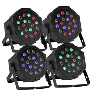 BestEquip Par LED Stage Light 4 PCS Par Lights 18X3W Stage Lighting for Club DJ Show Disco Party Strobe DMX-512