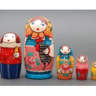 BestGiftIdeas Russian Sergiev Posad Gzhel nesting doll with hen 5 pc Free Shipping plus free gift!