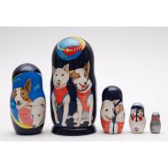 BestGiftIdeas EXCLUSIVE Russian Belka and Strelka dogs matryoshka babushka russian nesting doll 5 pc Free Shipping plus free gift!