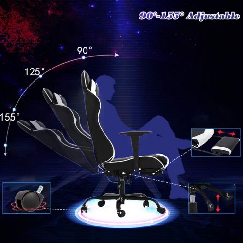 BestMassage Gaming Chair Ergonomic Swivel Chair High Back Racing Chair, with Footrest, Lumbar Support and Headrest