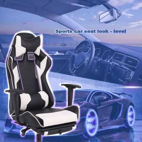  BestMassage Gaming Chair Ergonomic Swivel Chair High Back Racing Chair, with Footrest, Lumbar Support and Headrest