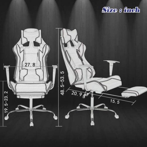  BestMassage Gaming Chair Ergonomic Swivel Chair High Back Racing Chair, with Footrest, Lumbar Support and Headrest