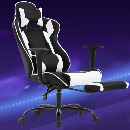  BestMassage Gaming Chair Ergonomic Swivel Chair High Back Racing Chair, with Footrest, Lumbar Support and Headrest