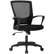 BestOffice Ergonomic Office Chair Desk Chair Mesh Computer Chair with Lumbar Support Arms Modern Cute Swivel Rolling Task Mid Back Executive Chair for Women Men Adults Girls,Black