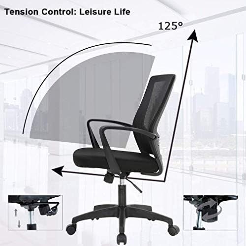  BestOffice Ergonomic Office Chair Desk Chair Mesh Computer Chair with Lumbar Support Arms Modern Cute Swivel Rolling Task Mid Back Executive Chair for Women Men Adults Girls,Black