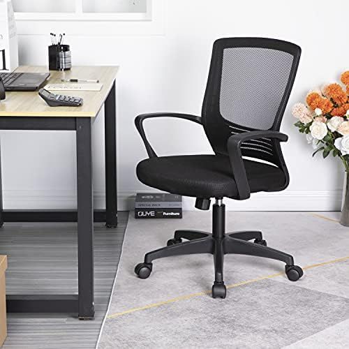  BestOffice Ergonomic Office Chair Desk Chair Mesh Computer Chair with Lumbar Support Arms Modern Cute Swivel Rolling Task Mid Back Executive Chair for Women Men Adults Girls,Black