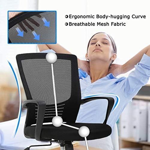  BestOffice Ergonomic Office Chair Desk Chair Mesh Computer Chair with Lumbar Support Arms Modern Cute Swivel Rolling Task Mid Back Executive Chair for Women Men Adults Girls,Black