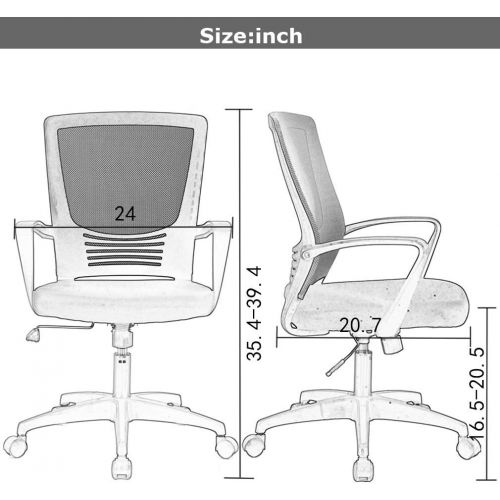  BestOffice Ergonomic Office Chair Desk Chair Mesh Computer Chair with Lumbar Support Arms Modern Cute Swivel Rolling Task Mid Back Executive Chair for Women Men Adults Girls,Black