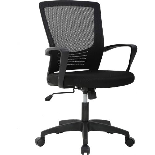  BestOffice Ergonomic Office Chair Desk Chair Mesh Computer Chair with Lumbar Support Arms Modern Cute Swivel Rolling Task Mid Back Executive Chair for Women Men Adults Girls,Black