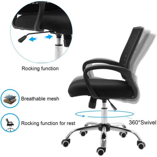  BestOffice Office Chair Ergonomic Desk Chair Mesh Computer Chair Lumbar Support Modern Executive Adjustable Stool Rolling Swivel Chair for Back Pain, Black