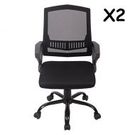 BestOffice PU Leather Mid-Back Mesh Task Chair Office Desk Task Chair