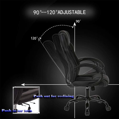  BestOffice Back Racing Car Style Bucket Seat Office Desk Chair Gaming Chair (Black)