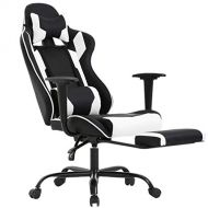 BestOffice Office Chair Gaming Chair Ergonomic Swivel Chair High Back Racing Chair, with Footrest Lumbar Support and Headrest
