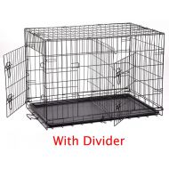BestPet New 42 Large Divider Folding Pet Dog Cage Crate Kennel Plastic Pan