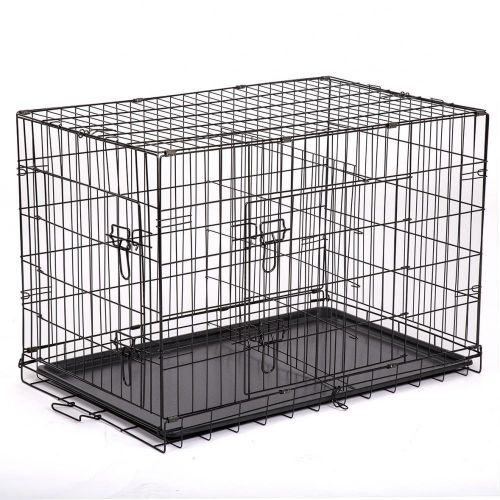  BestPet New 42 Large Divider Folding Pet Dog Cage Crate Kennel Plastic Pan