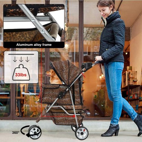  BestPet All Terrain Extra Wide 3 Wheels Pet Dog Cat Stroller w/RainCover