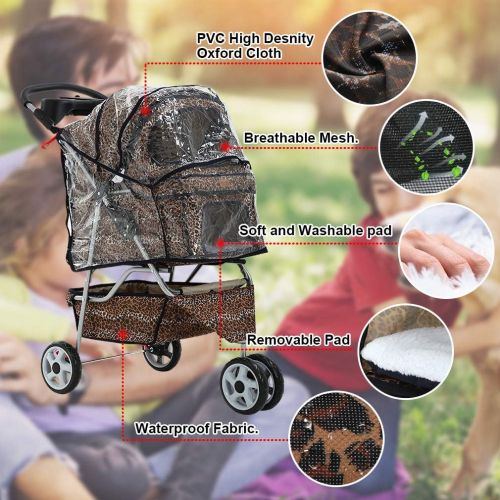  BestPet All Terrain Extra Wide 3 Wheels Pet Dog Cat Stroller w/RainCover