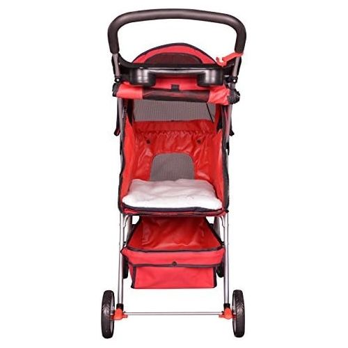  BestPet Red 4 Wheels Pet Stroller Cat Dog Cage Stroller Travel Folding Carrier 04T