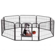 BestPet Pet Puppy Playpen Dog Fence Exercise Pen Metal Heavy Duty Indoor Outdoor 8 Panels Animal Playpens for Dogs with Door,24
