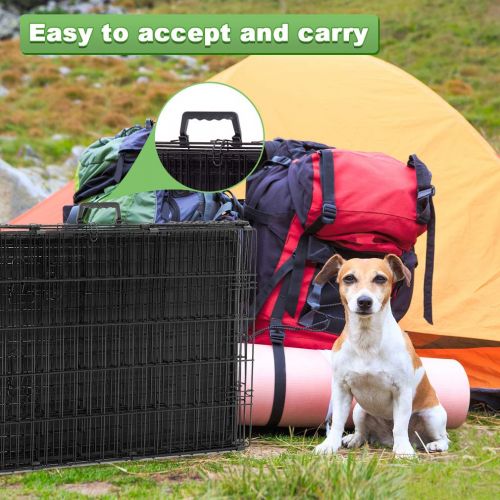  BestPet Large Dog Crate Cage Metal Wire Kennel Double-Door Folding Pet Animal Pet Cage with Plastic Tray and Handle