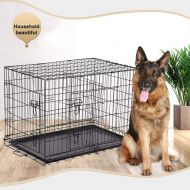 BestPet Black 48 2 Door Pet Cage Folding Dog w/Divider Cat Crate Cage Kennel w/Tray LC