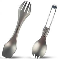 Bestargot Camping Cutlery Camping Titanium Cutlery Set, Titanium Spork, Fork Spoon Knife 3 in 1 Utensil Set, 2 Piece Portable Cutlery Set, Ultralight Titanium Outdoor Travel Cutler